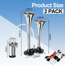 2-Pack 12V 150dB Loud Air Horn Kit for Trucks, Boats, and Cars with Air Compressor Magic Cars 1