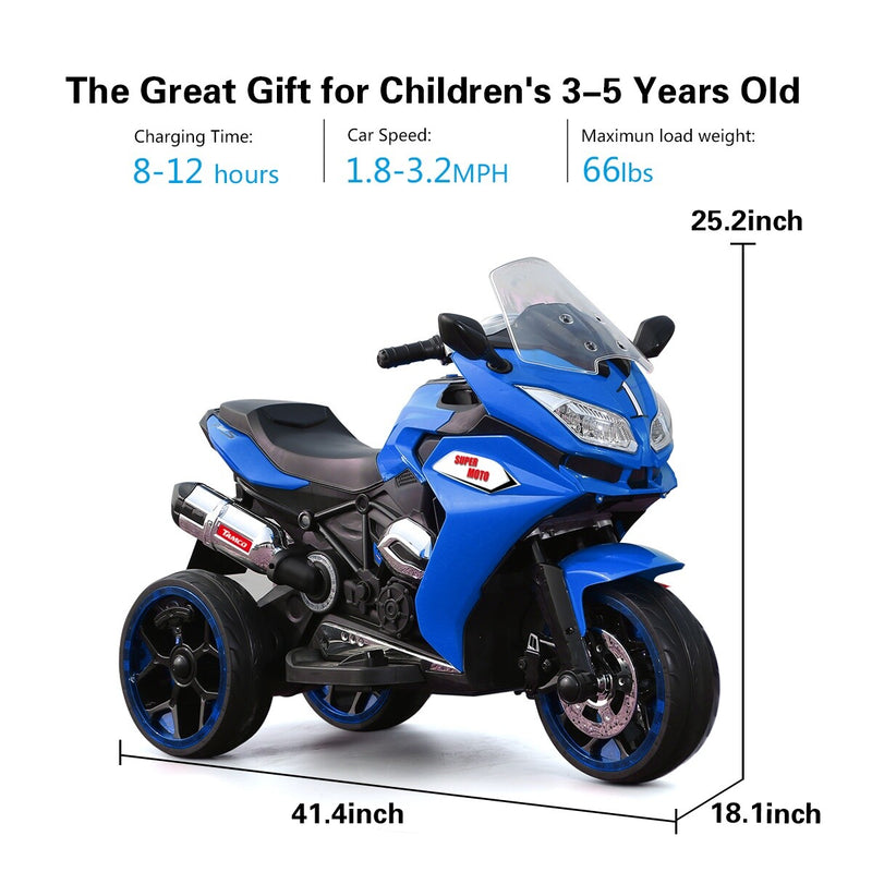 12V Kids Electric Motorcycle with Three Light-Up Wheels Magic Cars 6