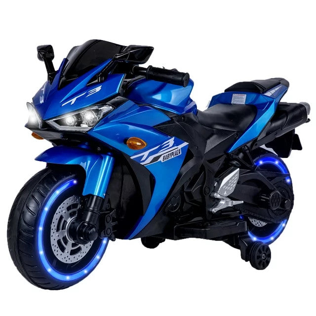 12V Kids Ride-On Motorcycle with Hand Racing and Foot Brake, Light-Up Wheels Magic Cars Variant 0