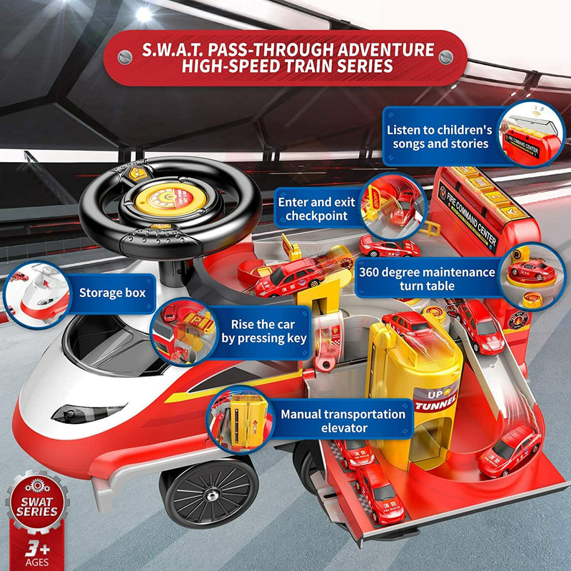Electric High-Speed Ride-On Firefighting Rail Train Toy Magic Cars 1