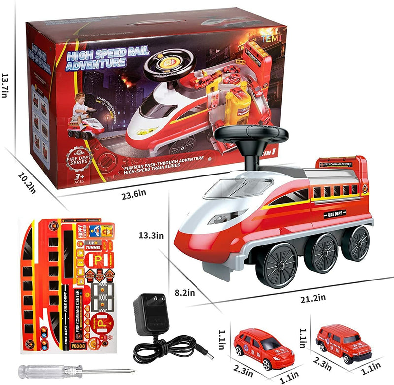 Electric High-Speed Ride-On Firefighting Rail Train Toy Magic Cars 4