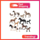 12PC Set of 6" Solid Horse Figurines for Children's Farm Animal Play Magic Cars Variant 0