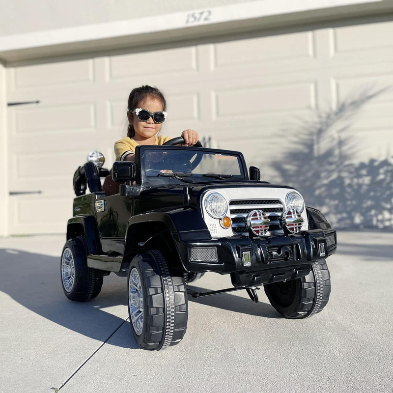 12V Kids Ride-On Truck with Remote Control and MP3 Connectivity in Black Magic Cars 3