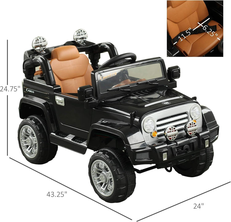 12V Kids Ride-On Truck with Remote Control and MP3 Connectivity in Black Magic Cars 4