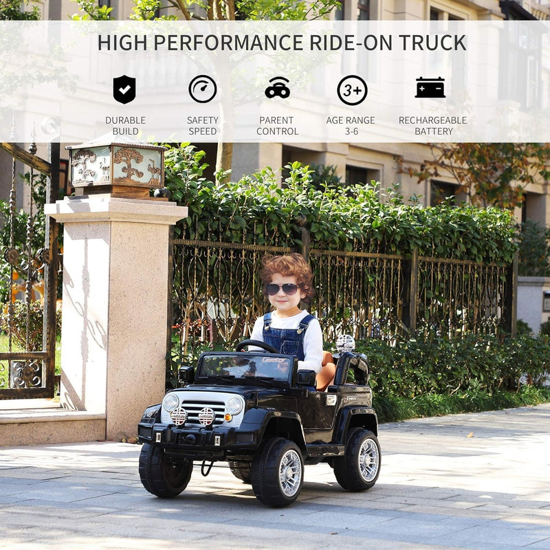 12V Kids Ride-On Truck with Remote Control and MP3 Connectivity in Black Magic Cars 5