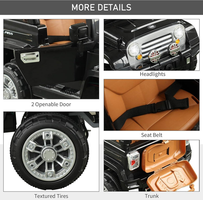 12V Kids Ride-On Truck with Remote Control and MP3 Connectivity in Black Magic Cars 6