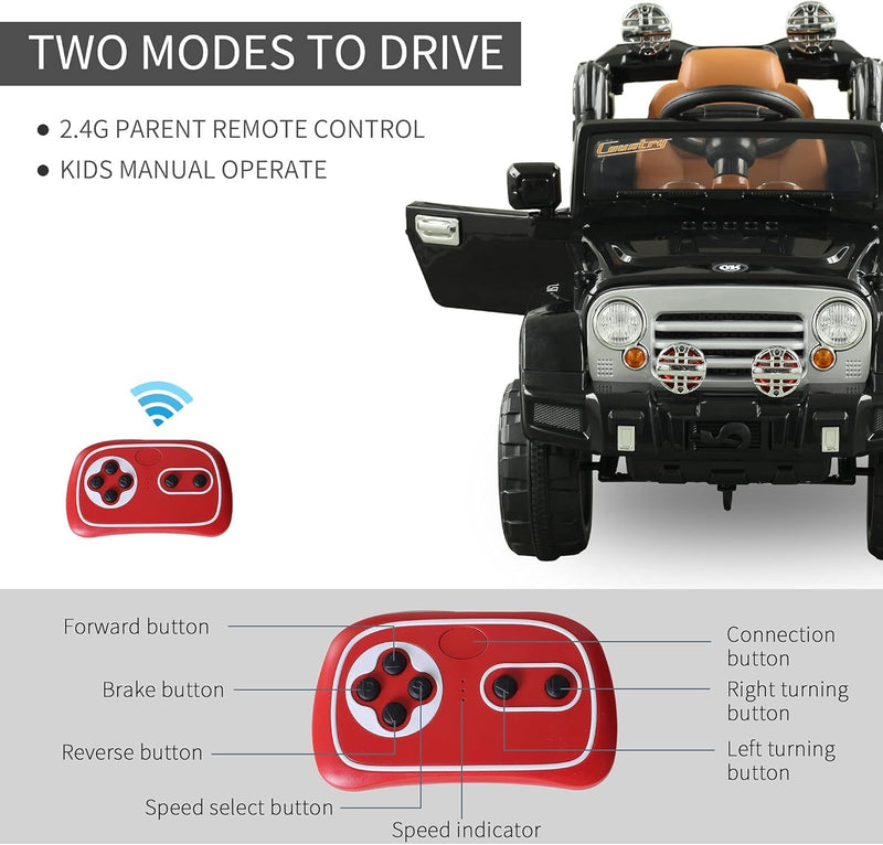 12V Kids Ride-On Truck with Remote Control and MP3 Connectivity in Black Magic Cars 7