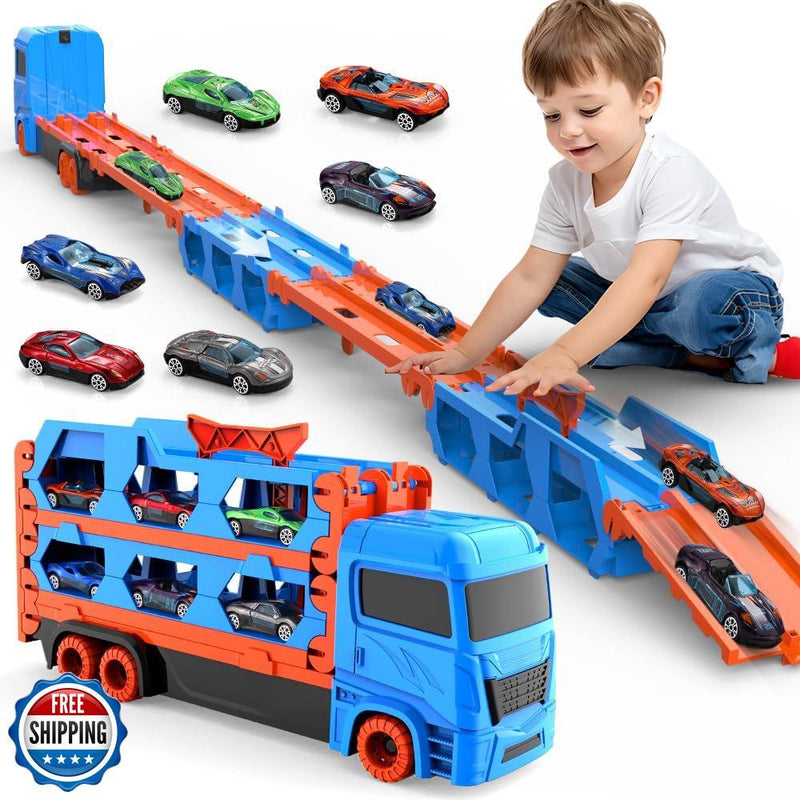 61-Inch Dual Race Track and Eject Car Transport Truck Toy for Kids Magic Cars Variant 0