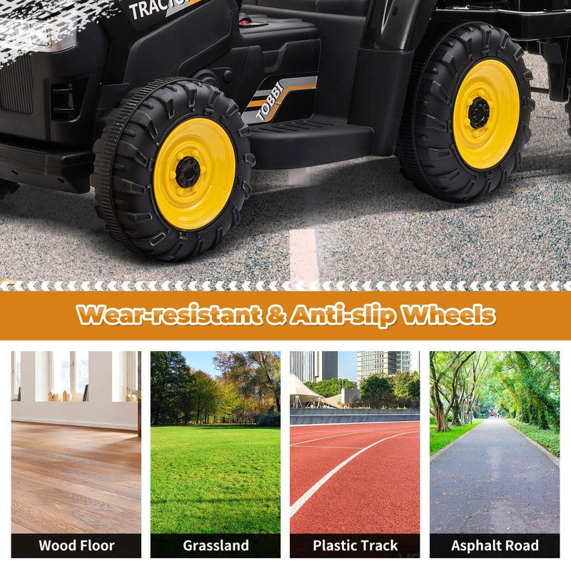 12V Battery-Powered Ride-On Tractor Toy with Trailer and 35W Dual Motor Magic Cars 15