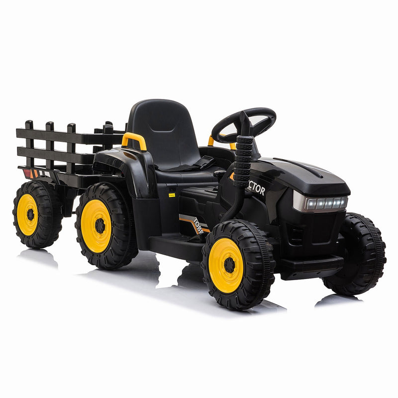 12V Battery-Powered Ride-On Tractor Toy with Trailer and 35W Dual Motor Magic Cars 2