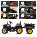 12V Battery-Powered Ride-On Tractor Toy with Trailer and 35W Dual Motor Magic Cars 6