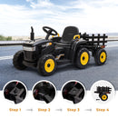 12V Battery-Powered Ride-On Tractor Toy with Trailer and 35W Dual Motor Magic Cars 7