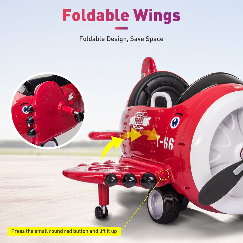 12V Electric Kids Ride-On Airplane Car with Joystick Control for Ages 3-6 Magic Cars 12