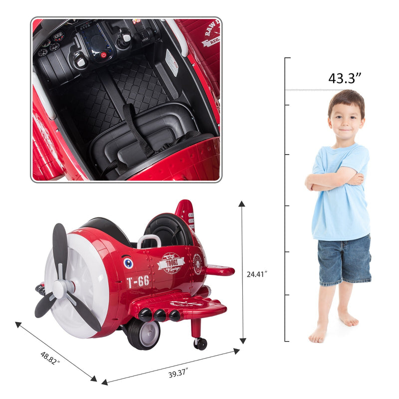 12V Electric Kids Ride-On Airplane Car with Joystick Control for Ages 3-6 Magic Cars 2