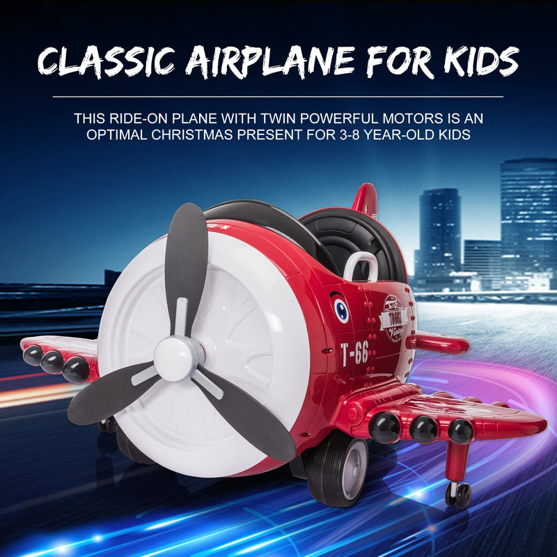 12V Electric Kids Ride-On Airplane Car with Joystick Control for Ages 3-6 Magic Cars 3