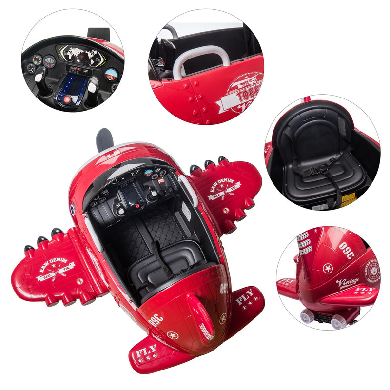 12V Electric Kids Ride-On Airplane Car with Joystick Control for Ages 3-6 Magic Cars 4