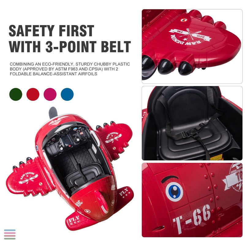 12V Electric Kids Ride-On Airplane Car with Joystick Control for Ages 3-6 Magic Cars 9