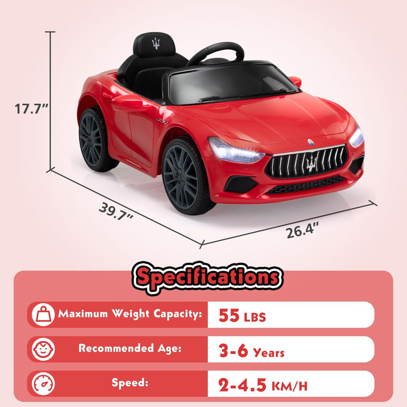 12V Licensed Maserati Ghibli Electric Ride-On Car Toy for Kids Boys and Girls Magic Cars 10
