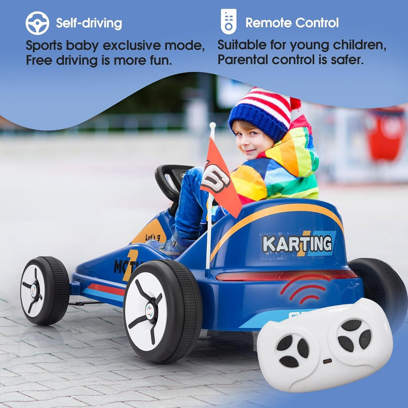 12V Kids Electric Ride-On Go Kart Toy Car with Remote Control for Ages 3-8 Years Magic Cars 3