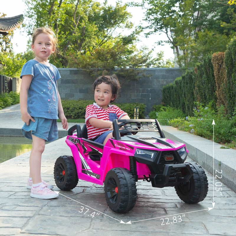 12V Kids Electric 2WD Off-Road UTV Ride-On Truck with Music in Rose Red Magic Cars 10