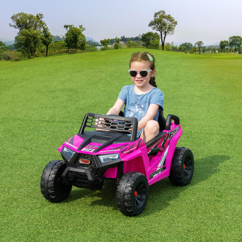 12V Kids Electric 2WD Off-Road UTV Ride-On Truck with Music in Rose Red Magic Cars 11