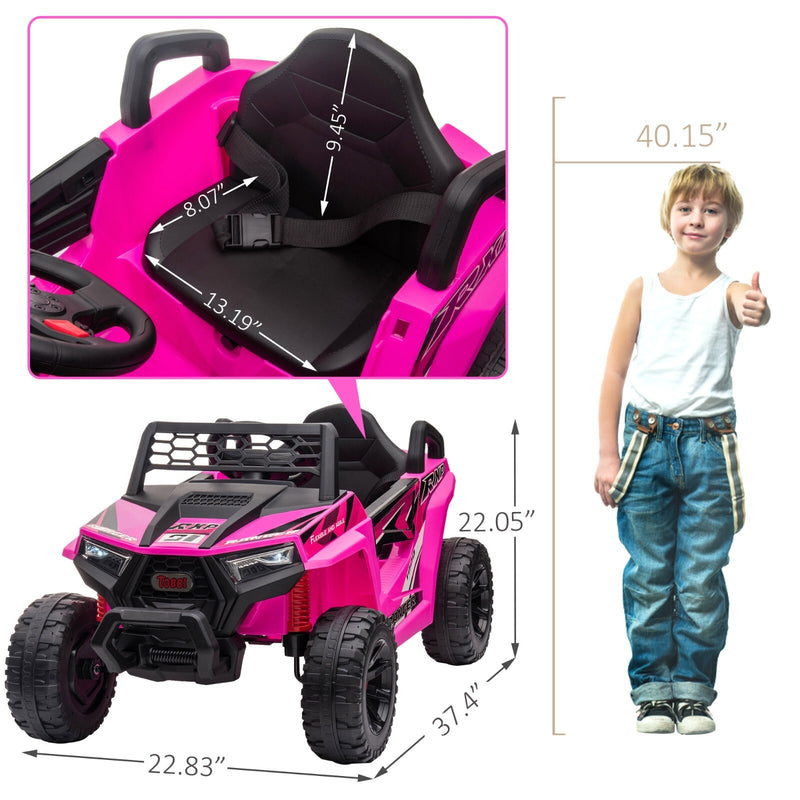 12V Kids Electric 2WD Off-Road UTV Ride-On Truck with Music in Rose Red Magic Cars 1