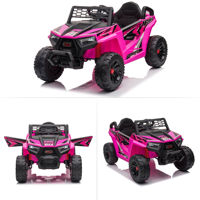 12V Kids Electric 2WD Off-Road UTV Ride-On Truck with Music in Rose Red Magic Cars 2
