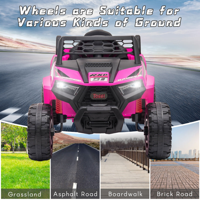12V Kids Electric 2WD Off-Road UTV Ride-On Truck with Music in Rose Red Magic Cars 9