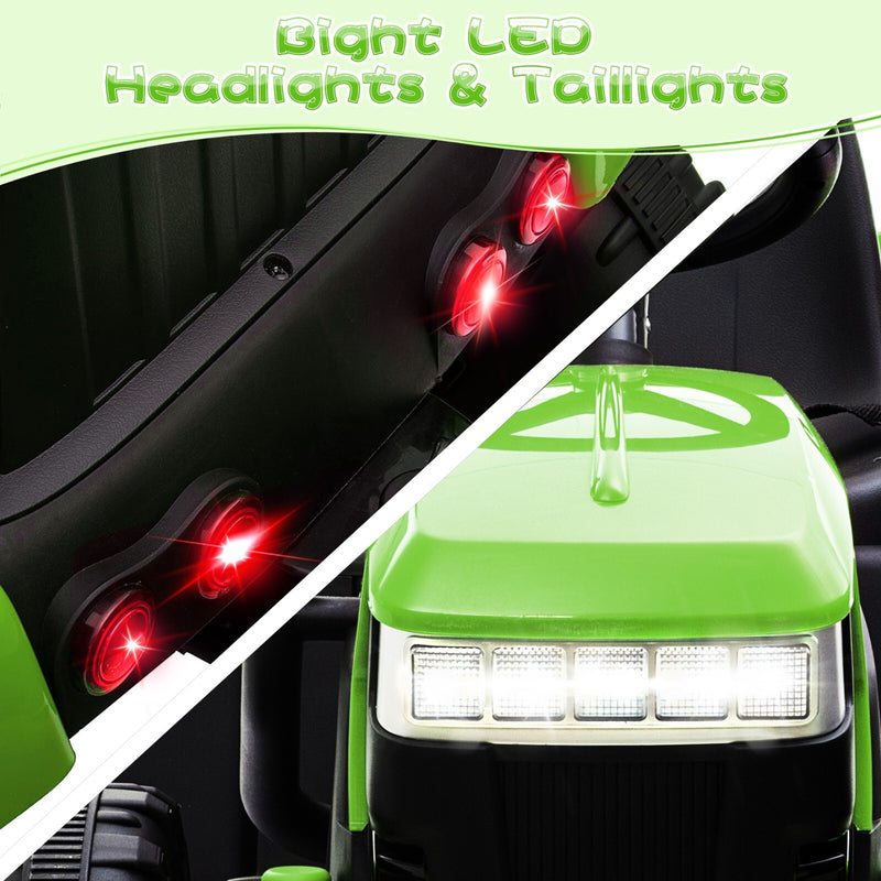 12V Battery-Powered Kids Electric Ride-On Tractor with Trailer Vehicle Magic Cars 11