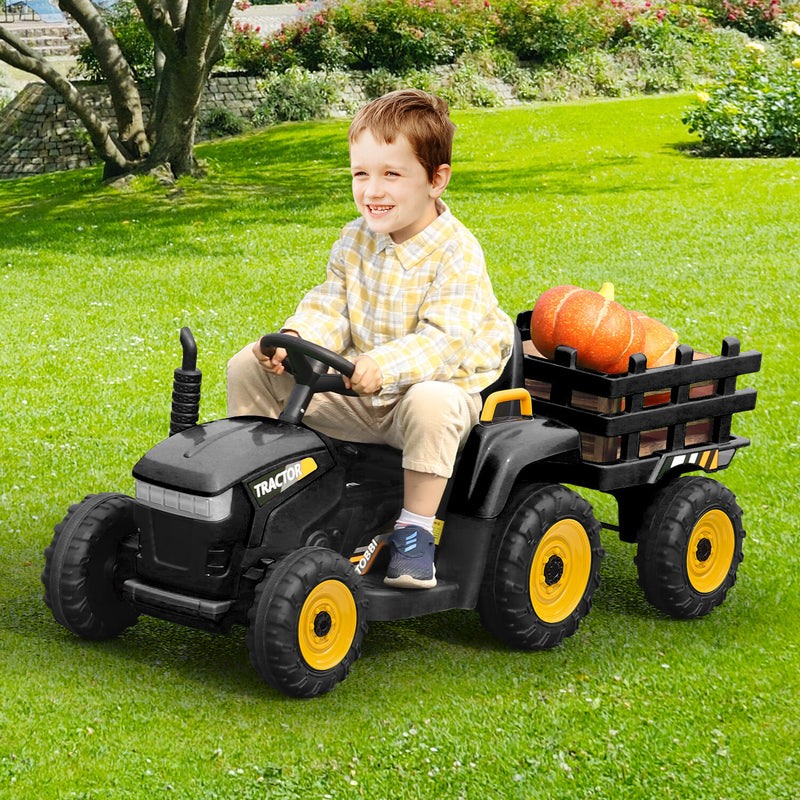 12V Electric Ride-On Kids Tractor with Battery Powered Toy Car and Trailer Magic Cars 12