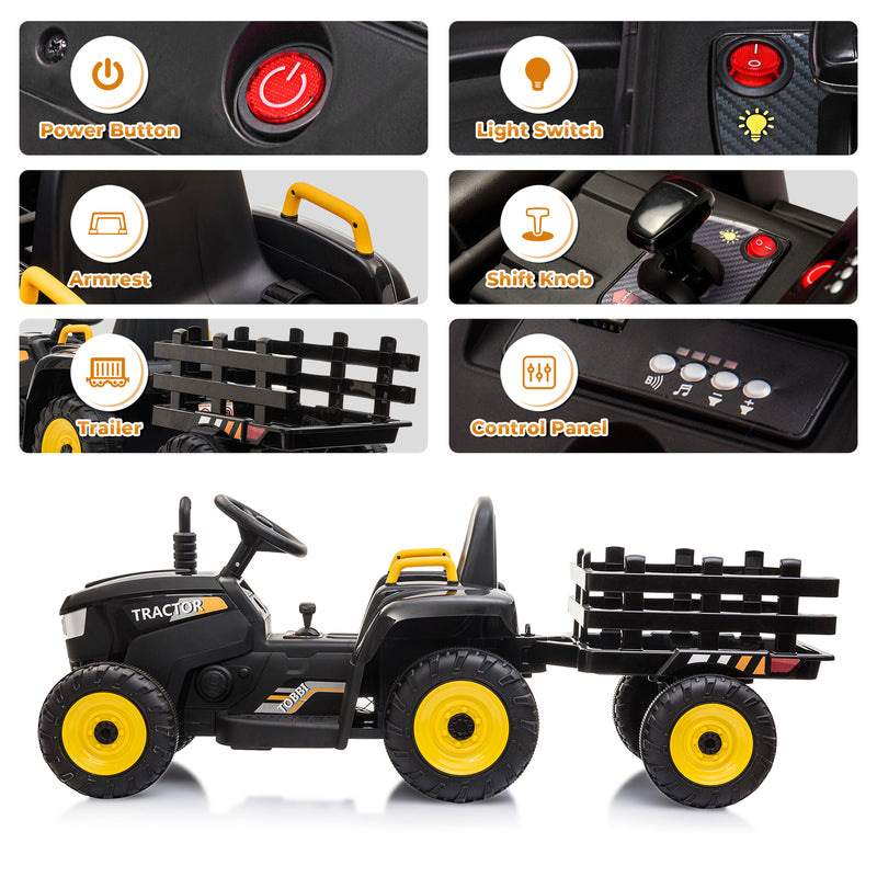 12V Electric Ride-On Kids Tractor with Battery Powered Toy Car and Trailer Magic Cars 2