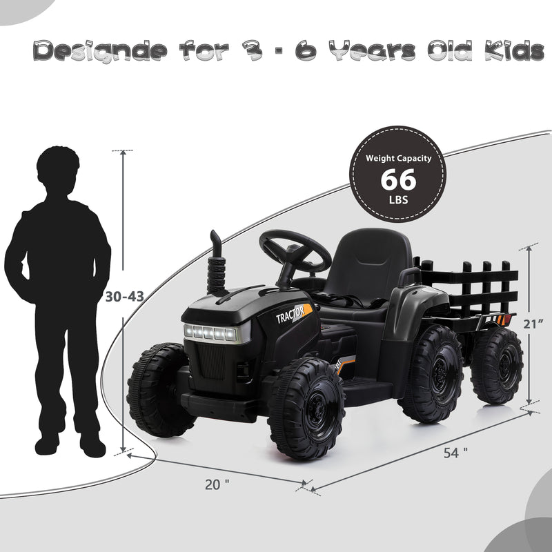 12V Electric Ride-On Kids Tractor with Battery Powered Toy Car and Trailer Magic Cars 4