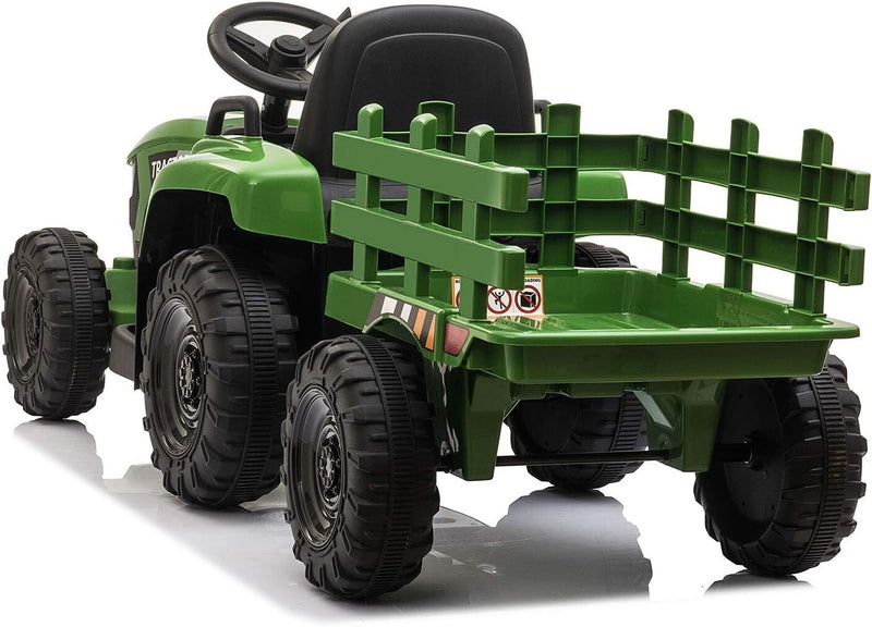 12V Battery-Powered Kids Ride-On Tractor Toy with Trailer and 35W Dual Motors Magic Cars 7