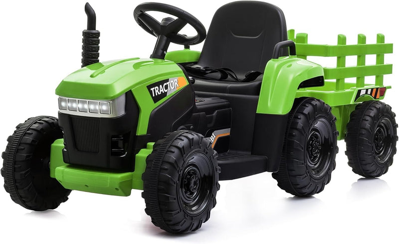 12V Battery-Powered Ride-On Tractor Toy with Trailer for Toddlers Magic Cars 0