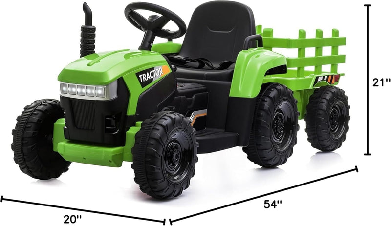 12V Battery-Powered Ride-On Tractor Toy with Trailer for Toddlers Magic Cars 7