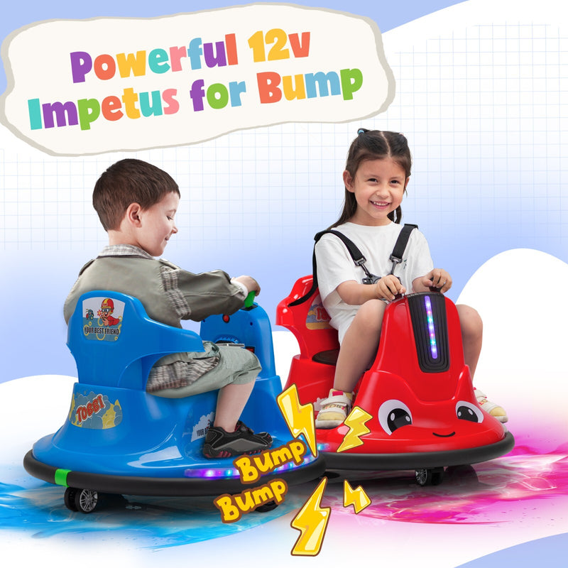 12V Ride-On Bumper Car with 360° Spinning, Remote Control, Dual Motors, and LED Lights Magic Cars 12