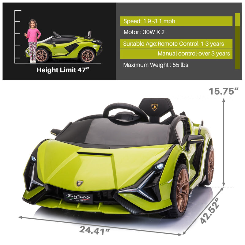 12V Kids Electric Ride-On Car Licensed Lamborghini Sian with Remote Control and MP3 Player Magic Cars 3