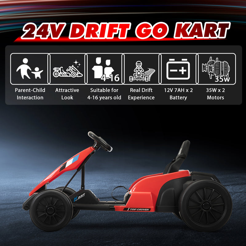 24V Kids Electric Drifting Go-Kart with Dual 85W Motors, 8mph Max Speed, and Built-in Music Magic Cars 11