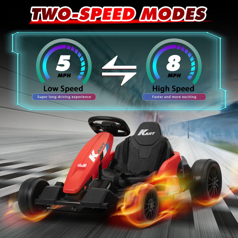 24V Kids Electric Drifting Go-Kart with Dual 85W Motors, 8mph Max Speed, and Built-in Music Magic Cars 15