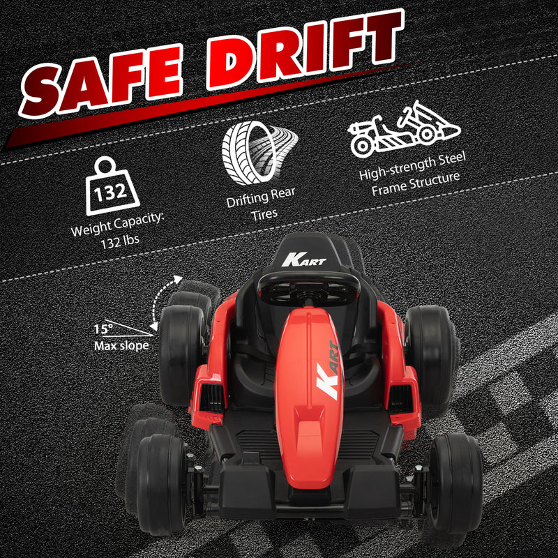 24V Kids Electric Drifting Go-Kart with Dual 85W Motors, 8mph Max Speed, and Built-in Music Magic Cars 8