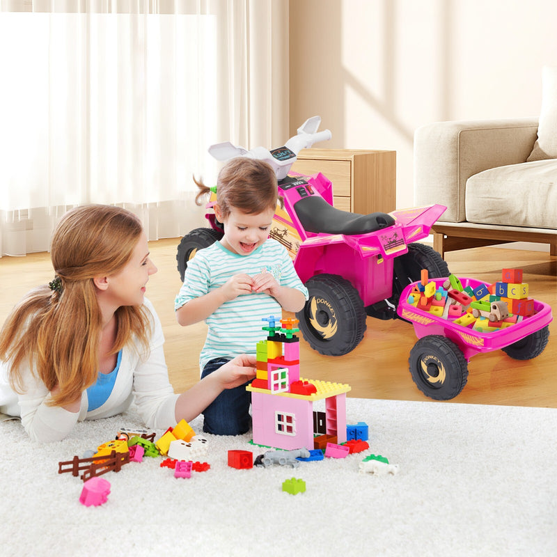 6V Kids Electric Ride-On ATV Tractor with 4 Wheels, Trailer, and Music Magic Cars 10