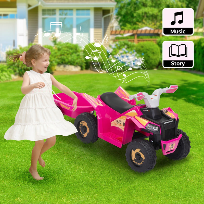 6V Kids Electric Ride-On ATV Tractor with 4 Wheels, Trailer, and Music Magic Cars 11