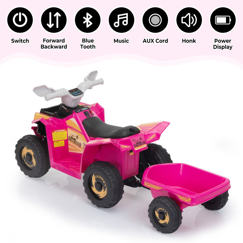 6V Kids Electric Ride-On ATV Tractor with 4 Wheels, Trailer, and Music Magic Cars 9