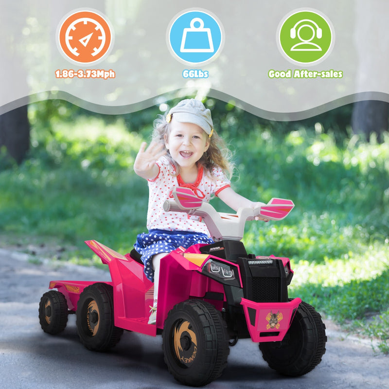 6V Electric Ride-On Quad Bike with Trailer for Toddlers Ages 3-6 Magic Cars 11