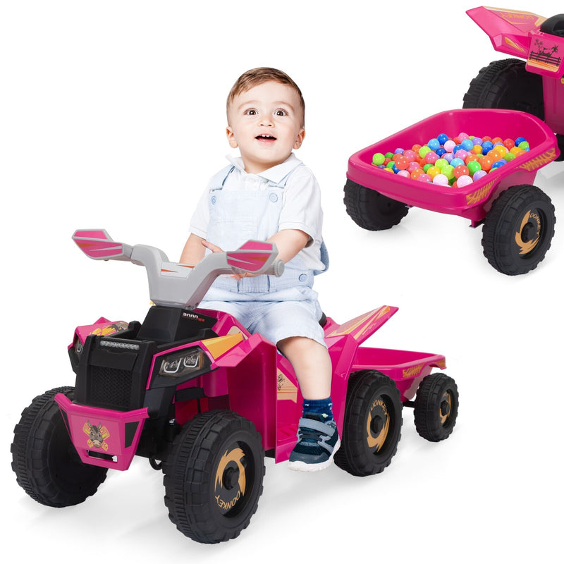 6V Electric Ride-On Quad Bike with Trailer for Toddlers Ages 3-6 Magic Cars 1