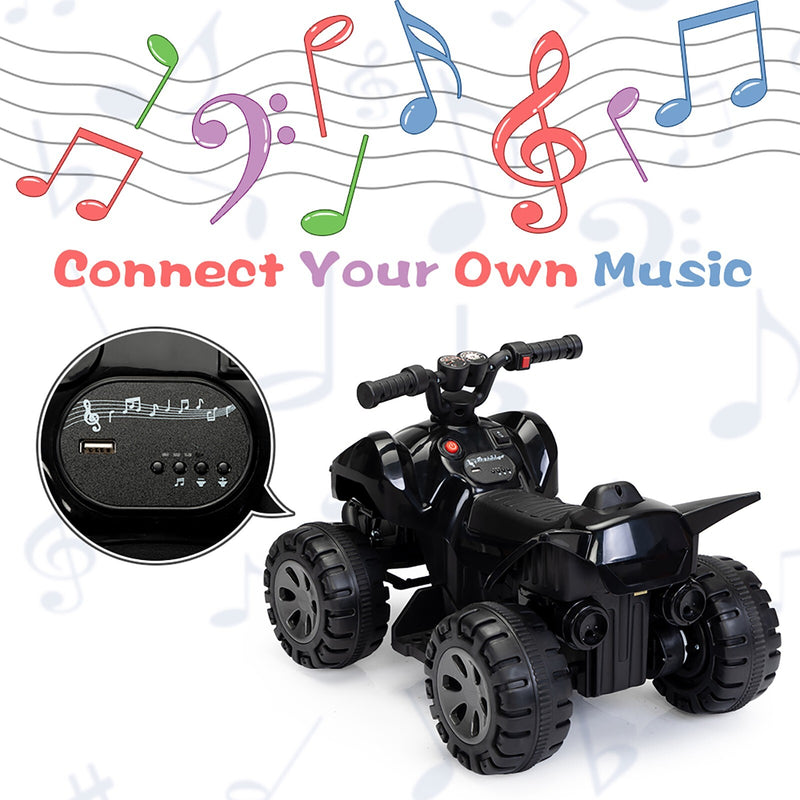 6V Battery-Powered Kids Electric Ride-On ATV Quad Car with Music and LED Lights Magic Cars 12