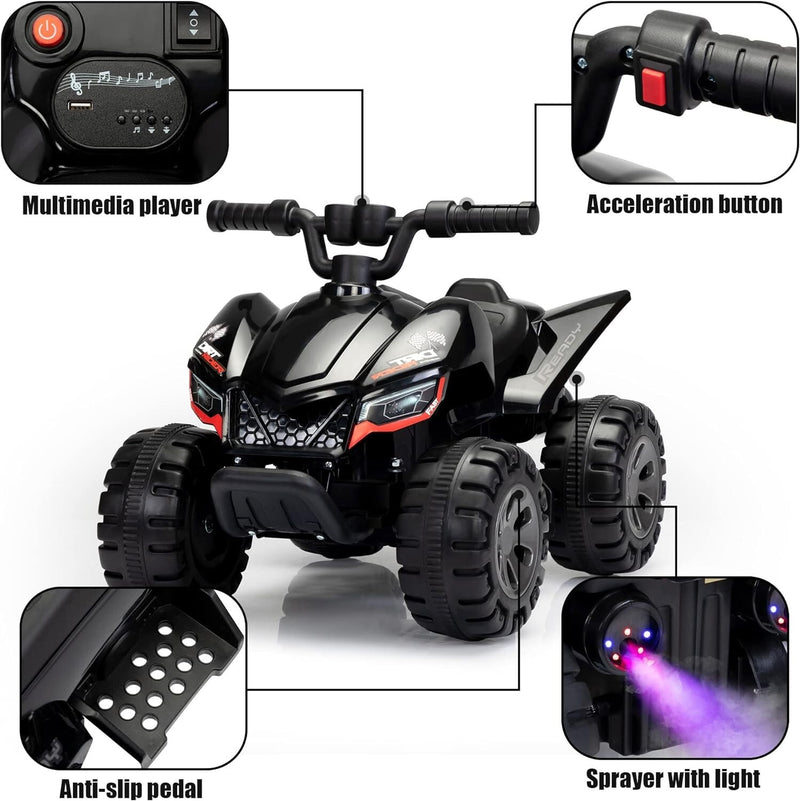 6V Battery-Powered Kids Electric Ride-On ATV Quad Car with Music and LED Lights Magic Cars 3