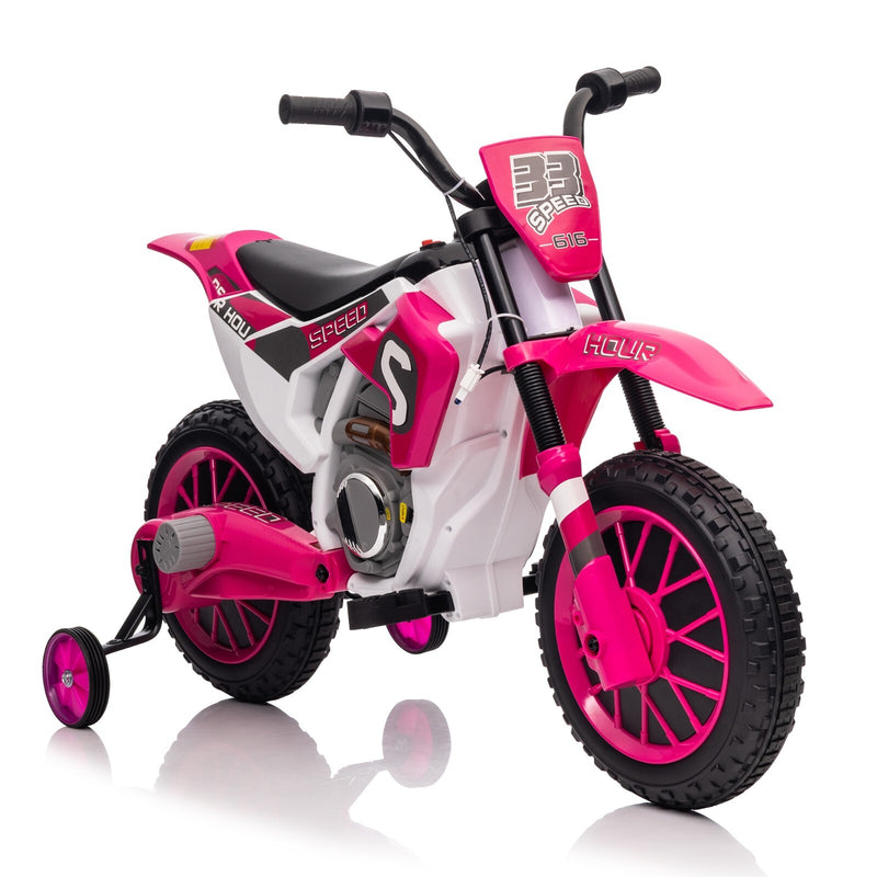 Electric 12V Kids Ride-On Dirt Bike Motorcycle with Training Wheels and 2 Speeds Magic Cars 1