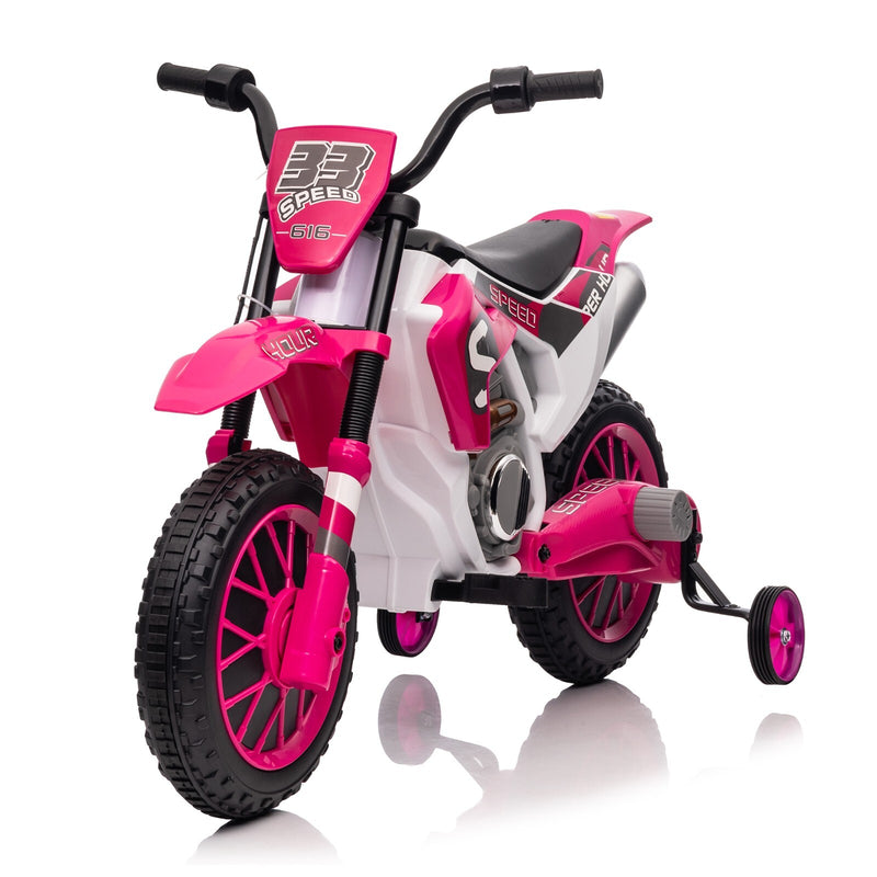 Electric 12V Kids Ride-On Dirt Bike Motorcycle with Training Wheels and 2 Speeds Magic Cars 2