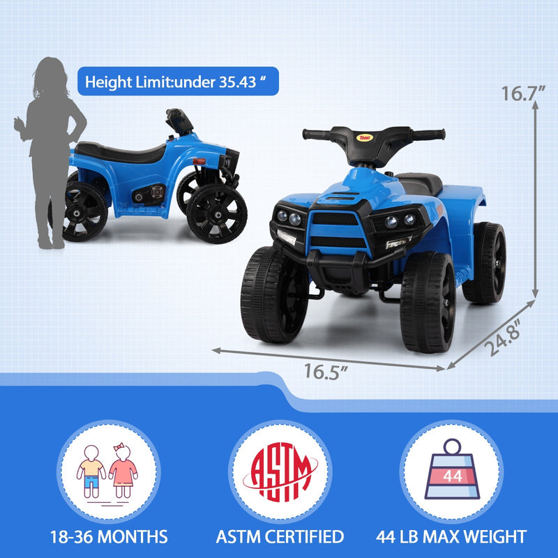 Kids Electric Ride-On ATV Quad Car Toy with LED Headlights and Speed Indicator Magic Cars 4
